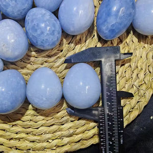 Œuf ovale en cristal de calcite bleue de haute qualité en gros, pierre de guérison spirituelle Reiki pour la décoration de Pâques et cadeau d'anniversaire - Product Image 4
