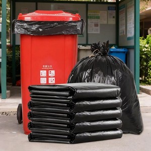 Bolsas de Basura Negras Desechables para el Hogar, Ecológicas, Biodegradables, de Polietileno, con Asas, en Rollo, al por Mayor - Product Image 2
