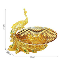 Plateau en verre sculpté en forme de paon, artisanat en résine, organisateur d'art, décoration d'intérieur, décoration personnalisée, rangement décoratif, ornements de salon