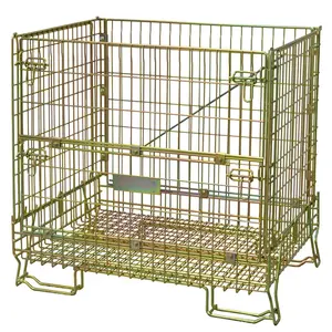 Warehouse galvanized foldable storage metal wire mesh steel container