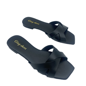Sandalias planas de correa cruzada de PU de alta calidad de marca Oleg, novedad suave de verano en varios colores, cómodas para exteriores para - Product Image 6