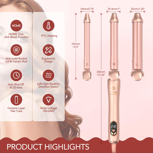 3 1แท่งเหล็กม้วนผมอัตโนมัติร้อน<span class=keywords><strong>แบบ</strong></span>มืออาชีพ25มม. ม้วนหมุนไฟฟ้าพกพาได้สำหรับผม<span class=keywords><strong>ภาษา</strong></span>ฝรั่งเศสอุณหภูมิ LCD - Product Image 3