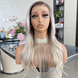 Perruques synthétiques Lace Front 13x4 en fibre haute température résistante à la chaleur, effet Super Wave, colorées Ombré, pour femmes blanches, vente en gros - Product Image 4