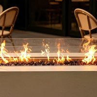 Brasero extérieur moderne au gaz avec protection en verre pour jardin, terrasse et fêtes