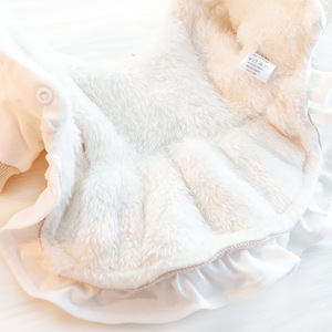 Cute Animal Pet <b>Dog</b> Dress Light Khaki Pink Cotton-Padded Autumn Winter Princess Style With Bow <b>For</b> <b>Small</b> <b>Dogs</b> Teddy - Product Image 4
