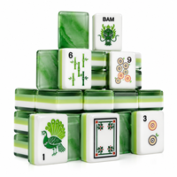 Bi Bo Emerald Wave Mahjong-Set 4-Schicht-Acryl, innen bedruckte, punktverlackte, gravierte marmorierte grüne Steine, individuelles Logo OEM