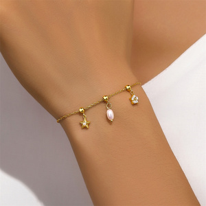 Pulsera CANNER Ajustable con Cadena de Anillos, Flor de Cinco Pétalos, Estilo Bosque, Multicapa y Apilable - Product Image 6