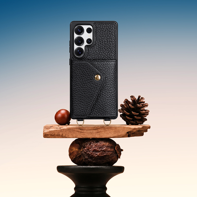 Customizable Luxury Genuine Leather Crossbody Magnet Wallet Phone case Card Holder for Samsung S25 S26 Ultra