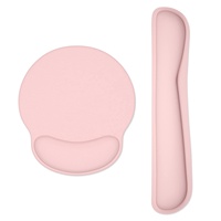 Ensemble clavier et souris en mousse à mémoire de forme rose avec repose-poignets, tapis de souris de jeu à motif de dessin animé, base antidérapante pour usage au bureau