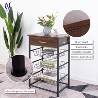Table d'appoint moderne de style industriel à 3 niveaux, table basse, table de chevet, support TV d'angle, étagère de rangement, aspect bois, cadre en métal, salon