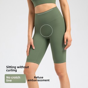 Pantaloncini sportivi <span class=keywords><strong>da</strong></span> <span class=keywords><strong>donna</strong></span> a vita alta per fitness primavera/estate con tasca a cinque punte, leggings yoga senza cuciture a vita alta e aderenti - Product Image 1