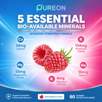 Gummies électrolytiques Pureon en marque propre, sans sucre, électrolytes, supplément alimentaire pour l'hydratation et la récupération musculaire