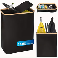 Poubelle de cuisine 2-en-1 robuste en plastique pour déchets et compost avec sac intérieur lavable