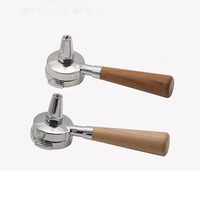 Porte-filtre à café sans fond de 58 mm en acier inoxydable avec poignée en bois