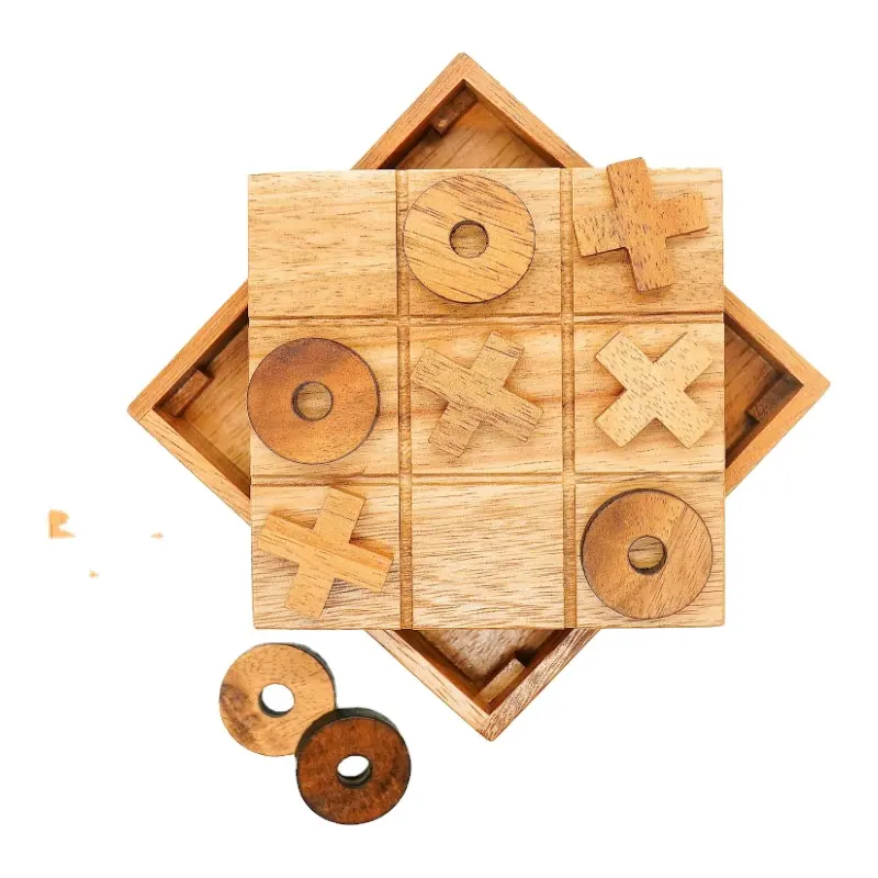 Wholesale Unique Custom Polished Wooden Tic Tac Toe Coffee Table Decor Brain Teaser Puzzles for Adults and Kids Love Theme