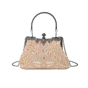 Bell Vintage Handmade Beaded Embroidered Square Chain Strap <b>Clutch</b> <b>Wedding</b> Evening Bag Fashion Women Banquet Elegant Luxury - Product Image 1
