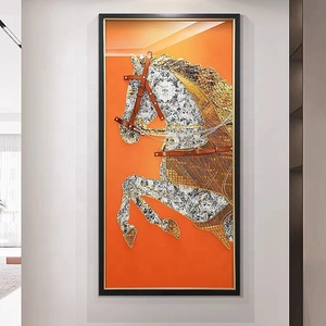 Arte Murale 3D Fatta a Mano, Decorazione Fisica, Dipinto di Cavallo in Pelle per Soggiorno, Decorazione da Parete Moderna, Accessori per la Casa - Product Image 1
