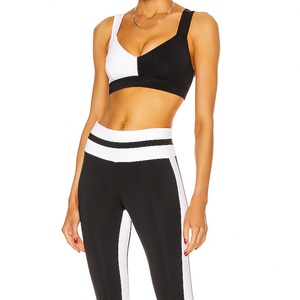Tops de Yoga en Contraste Blanco y Negro, Ropa Deportiva para Mujer, Sujetador Deportivo, Ropa de Ejercicio, Tops de Yoga para Entrenamiento - Product Image 1