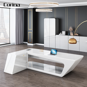 2020 weiß direktor executive tisch schrank stuhl set design 2 meter glänzend mdf büro möbel büro schreibtisch moderne - Product Image 4