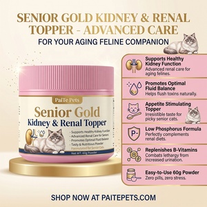 Advanced Senior <strong>Cat</strong> Kidney Supplement 60g <strong>Renal</strong> <strong>Food</strong> Topper Promotes Fluid Balance Low Phosphorus B-Vitamins Private Label - Product Image 1