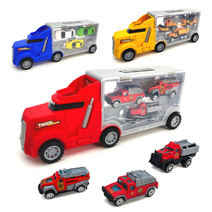 Modèle <span class=keywords><strong>de</strong></span> voiture <span class=keywords><strong>de</strong></span> <span class=keywords><strong>pompier</strong></span> en gros 1/64 dans un <span class=keywords><strong>camion</strong></span> <span class=keywords><strong>de</strong></span> rangement portable, trois petites voitures miniatures moulées sous pression, voitures miniatures réalistes à bas prix - Product Image 1