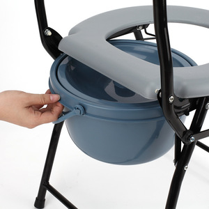 Foldable Commode Chair With Backrest Steel Frame For Elderly And Pregnant Women Toilet <b>Stool</b> Shower Seat Foshan 890 - Product Image 4
