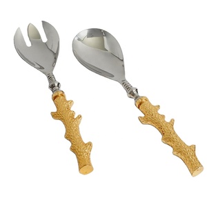 ช้อนสลัดและส้อมสแตนเลสสลัดเสิร์ฟช้อนและส้อมทองหนาก้านจับสลัดชุดเสิร์ฟ - Product Image 1