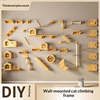 Arbre à chat en bois de pin écologique avec étagère murale, griffoir et maison pour chat - Conception peu encombrante