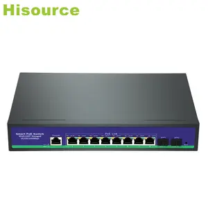 Hisource 8 Full Port Gigabit dikelola Ethernet Switch 2*1G SFP Port Standard IEEE 802.3af/at untuk IP kamera CCTV