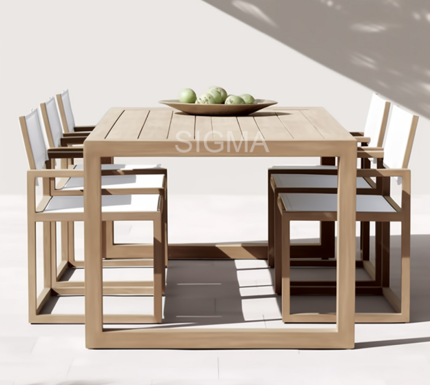 Newest Arrival Luxury Outdoor Patio Furniture Solid Wood Teak Tables Chairs Teak Dining Table Sets