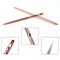 Pinceau à ongles Gelsky avec logo personnalisé, rose gold, pinceaux métalliques pour nail art, outil pour nail art, pinceau en nylon acrylique