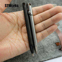 Stylo à bille à action par culbuteur en titane noir couleur métal avec usinage CNC et électroérosion par fil