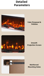 现代52英寸壁挂式发光二极管壁炉加热器木质设计，带遥控2000瓦欧盟插头电源，用于家居装饰 - Product Image 5