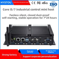 Hystou colokan AU tertanam tanpa kipas 64GB DDR4 generasi ke-8 PC Industri Mini Dual LAN 6 USB 6 Com Port 4GB memori Video