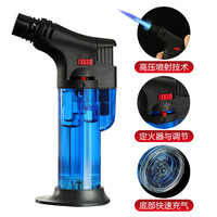 Briquet torche au butane en gros, pas cher, pour barbecue et cuisine, grande flamme colorée, torche à jet de butane, briquet à gaz coupe-vent rechargeable