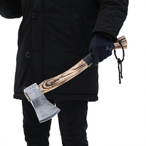 Hache de camping en acier Damas de qualité industrielle, robuste, avec manche en bois fait main, hache de survie, tomahawk, OEM ODM, vente en gros - Product Image 1