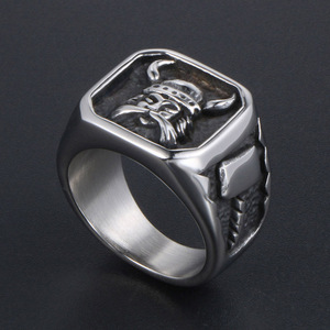 Viking <b>Ring</b> <b>Titanium</b> Steel Men's Skeleton Design Antique Finish SA999 Gift Jewelry - Product Image 2