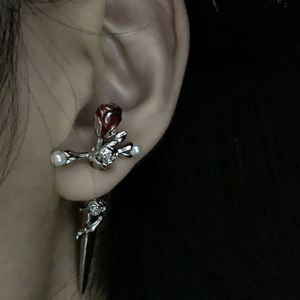 Pendientes de Rosa Gótica con Espinas para Mujer, Pendientes de Cruz y Espada, Pendientes Envolventes de Espinas, Pendientes de Flor con Perla y Aguja para Piercing - Product Image 4