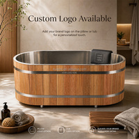 Baignoire de trempage à froid de luxe en acier inoxydable avec finition bois pour spa, bien-être, hôtel, centre de récupération, usage commercial