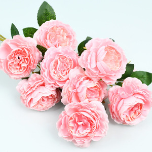 Bouquet de mariage pour la maison, bouquet de fleurs artificielles, 3 têtes de pivoines, pivoines exquises, bouquet de fleurs artificielles - Product Image 1