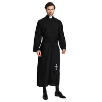 Costume de Prêtre pour Homme Adulte Halloween, Robe Noire en Polyester, Tenue de Fête Western, Cosplay, Uniforme de Chorale d'Église, Robe de Scène TV/Film Lyga