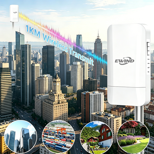 Outdoor Long Rang 1km Wireless Bridge IP65 Waterproof 2.4G 300Mbps 1KM Wireless CPE Network Bridge for Building WiFi Extension