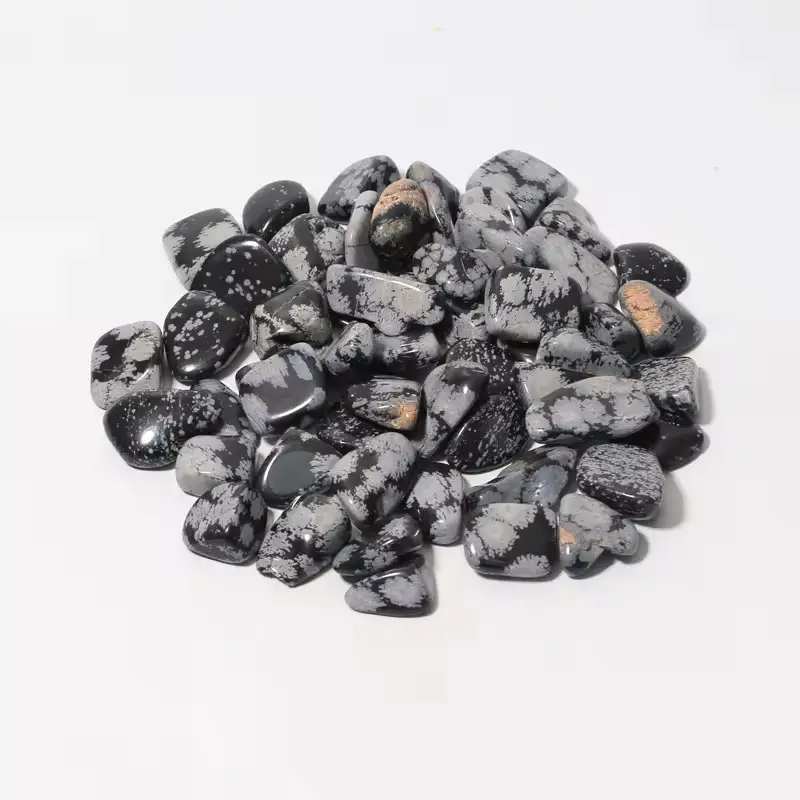 DIY Tumbled Stones Natural Crystal Snowflake Obsidian Chips Healing Stones Obsidian Tumbled Stones For Decoration