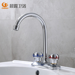 Grifo de Lavabo Chenlu de 2 Manijas, Montado en el Encimera, con Válvula de Cerámica y Acero Inoxidable - Product Image 2