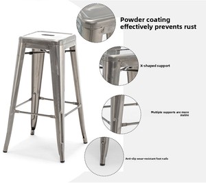 Tabouret <span class=keywords><strong>de</strong></span> <span class=keywords><strong>bar</strong></span> haut en métal moderne, noir <span class=keywords><strong>de</strong></span> luxe, pour <span class=keywords><strong>bar</strong></span> à domicile, extérieur, hôtel, salle à manger, salon, résistant à l'eau, stable, durable, usage commercial - Product Image 4