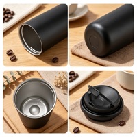 Nouvelle tasse à café en acier inoxydable à double paroi de 290 ml et 410 ml, tasse à eau isolée sous vide avec couvercle anti-fuite, gobelet de voyage