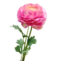 2 Tangkai Bunga Ranunculus Artificial Real Touch Kelopak Sutra Premium untuk Dekorasi Vas Rumah, Ember, dan Meja Pernikahan