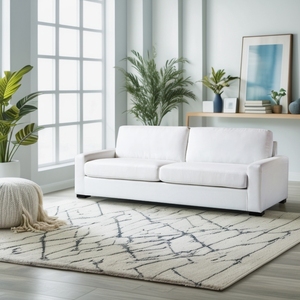 Sofá de Dos Plazas Blanco Elegante al por Mayor, Sofá de Dos Plazas de Tela de Lino Fácil de Limpiar para Sala de Estar Moderna - Product Image 4