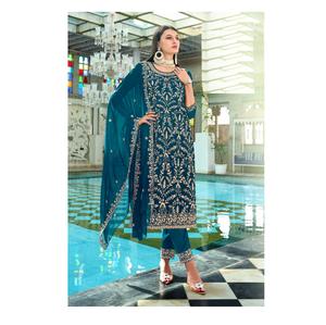 ชุดซอลวาร์จาก georgette pakistani หนังเทียมพร้อมด้วยชุดสูททำงานแบบถักและโมติ - Product Image 1