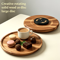 360 °   Plateau à couverts rotatif en bois, plateau tournant circulaire multifonctionnel pour café